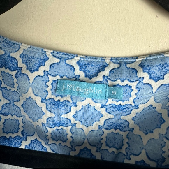 J. McLaughlin Blue White Paisley Print Sleeveless Stretchy Coastal Dress Size M - Picture 11 of 13